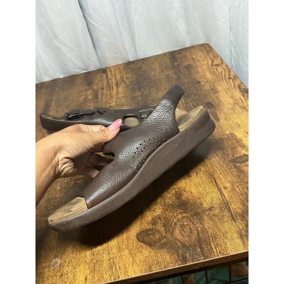 Men's SAS Bravo Heel Strap Sandal Brown Leather Buckle Size 11 - Picture 9 of 9